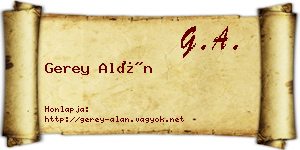 Gerey Alán névjegykártya